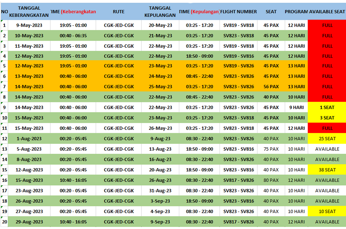 jadwal tersedia